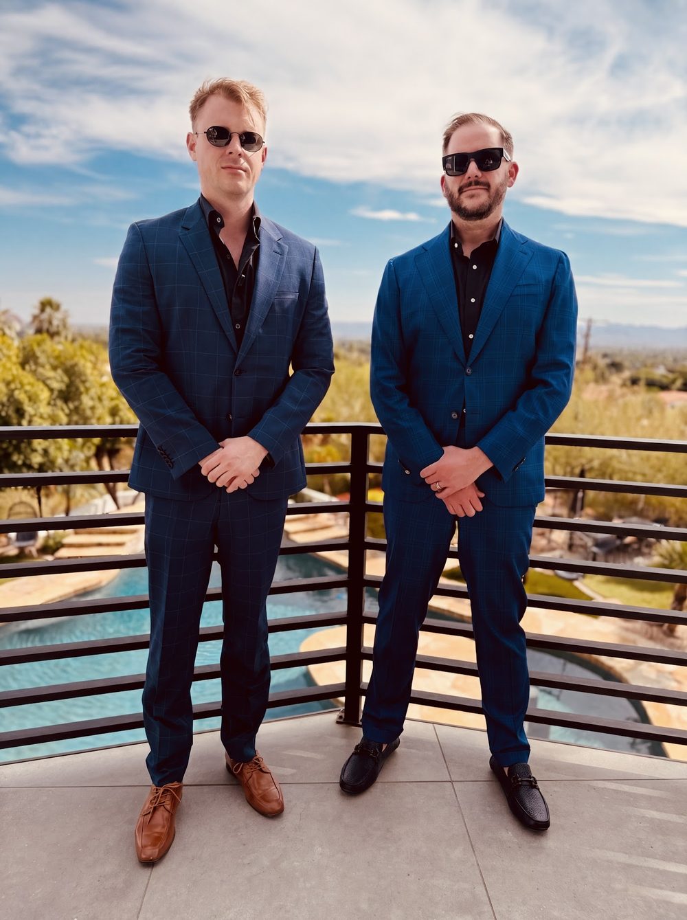 Two Button Up operators in tailored suits